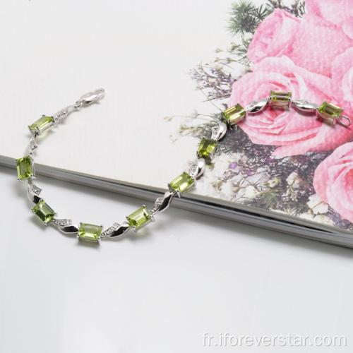 Bracelet en argent sterling Natural Peridot 925